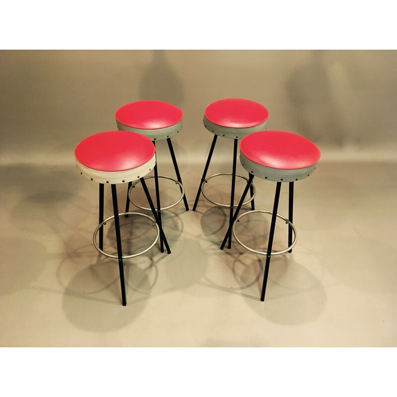 Set of 4 vintage stools 1950s