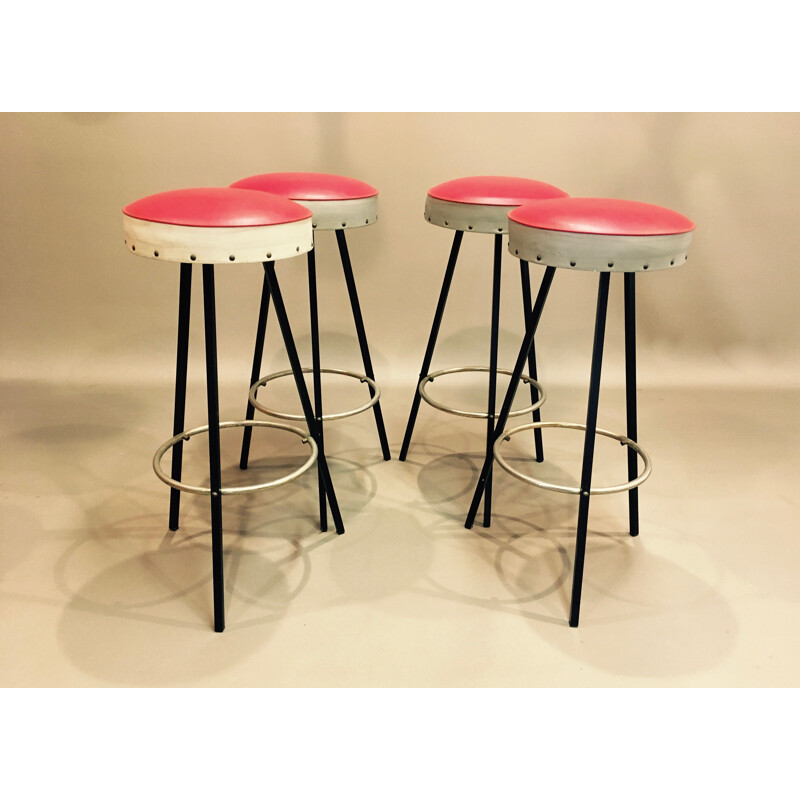 Suite de 4 tabourets vintage 1950s