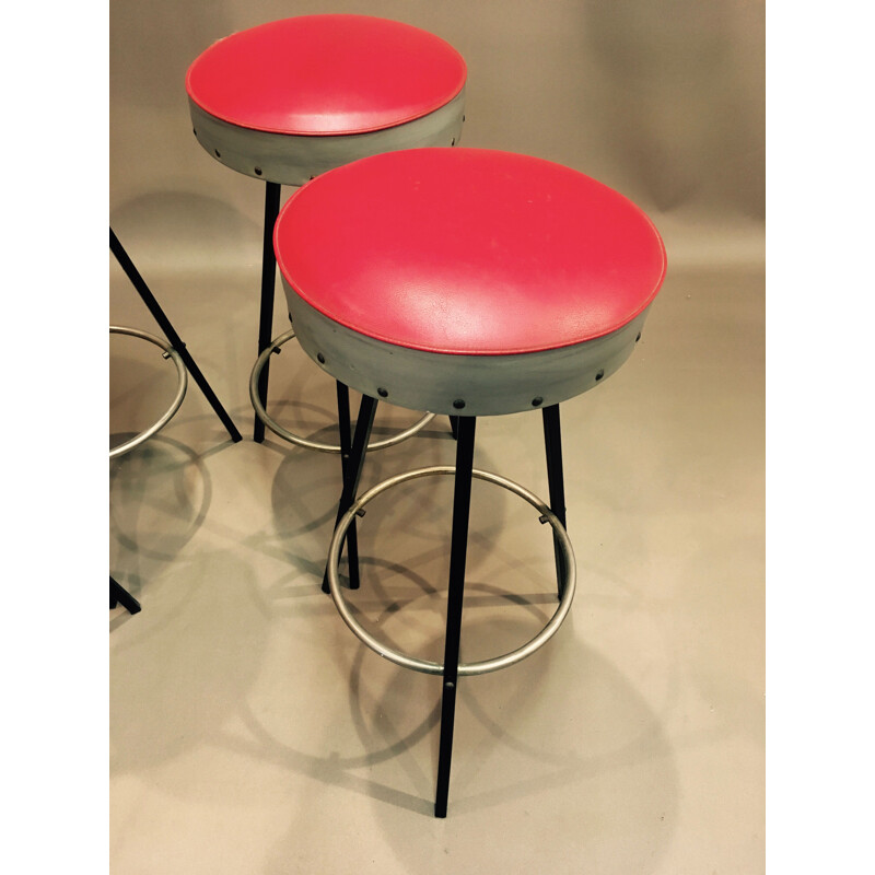 Set of 4 vintage stools 1950s