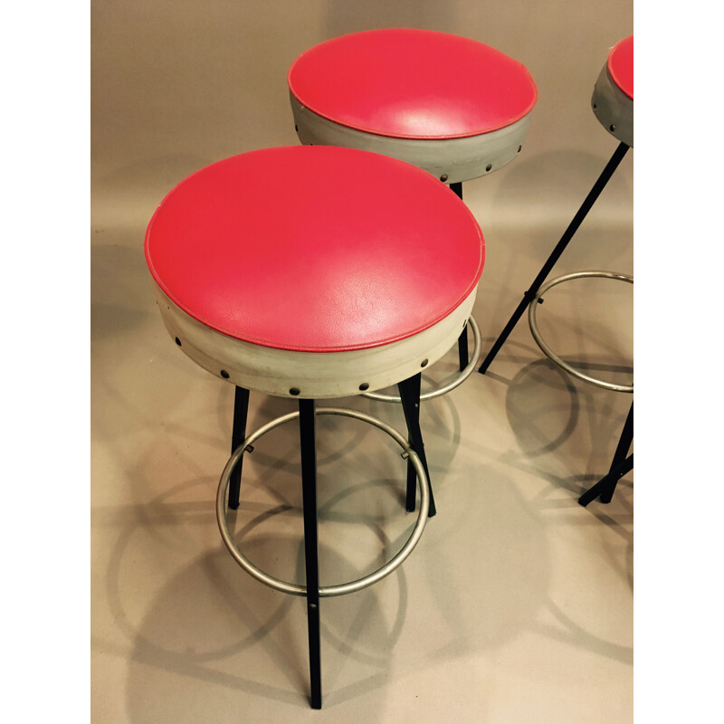 Set of 4 vintage stools 1950s