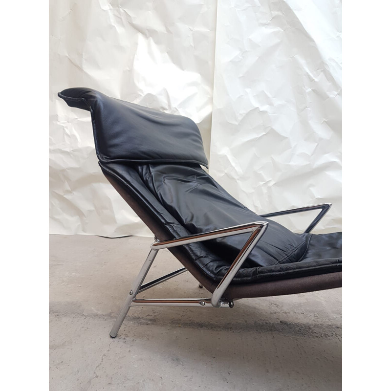 Vintage Chaise Lounge in Leather KEBE AS Hornslet, Danish 