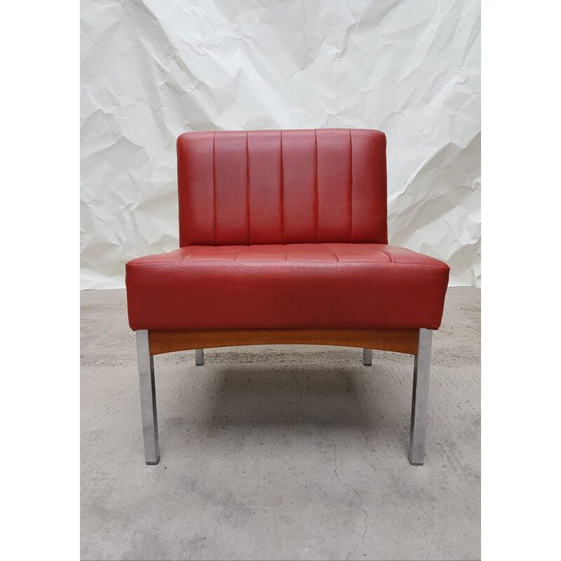 Sillón vintage de cromo y teca de Antocks Lairn, 1970