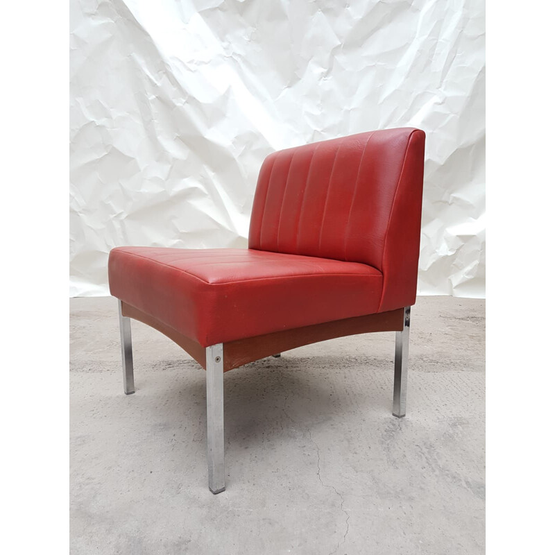 Sillón vintage de cromo y teca de Antocks Lairn, 1970