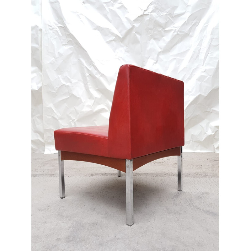 Vintage chrome and teak armchair by Antocks Lairn, 1970