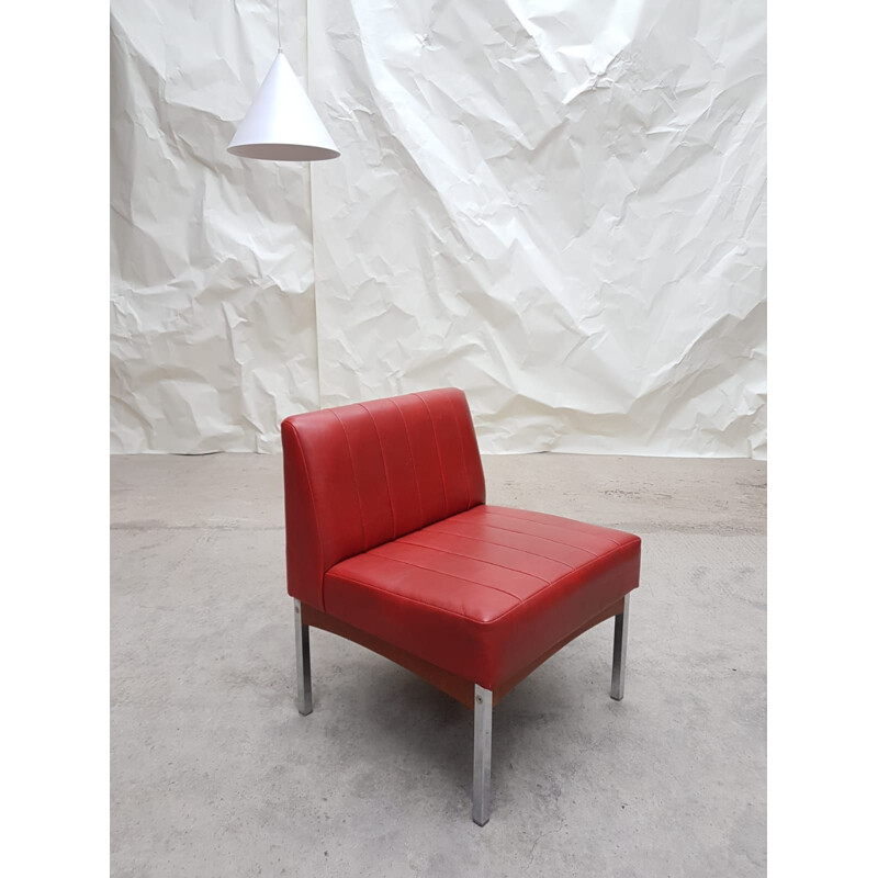 Vintage chrome and teak armchair by Antocks Lairn, 1970