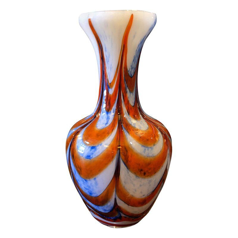Vintage Vase Carlo Moretti Orange and Blue for Opaline Florence, Italian, 1970s 