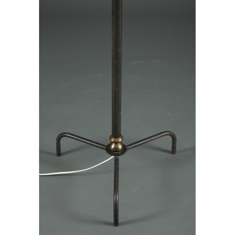 Tripod floor lamp in iron and brass - 1950s