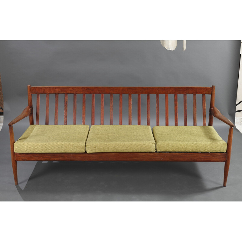 3 seat sofa in teak and fabric, Grete JALK - 1950s