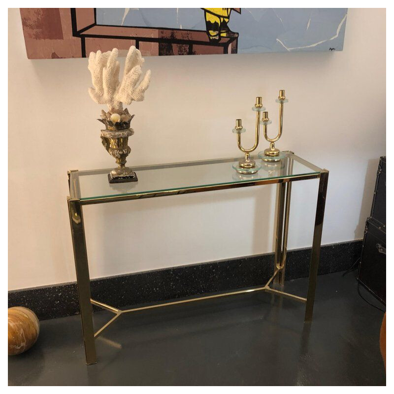 Vintage console table in Brass, Italian circa 1960