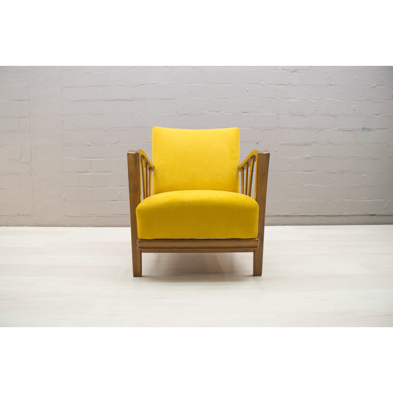 Ensemble de 2 fauteuils lounge vintage jaunes des années 1950