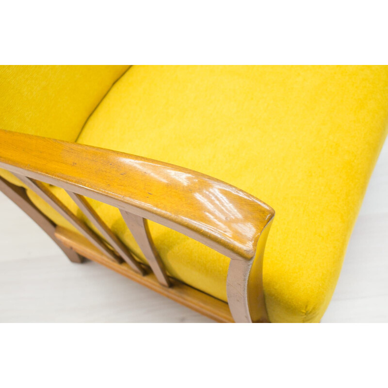 Ensemble de 2 fauteuils lounge vintage jaunes des années 1950
