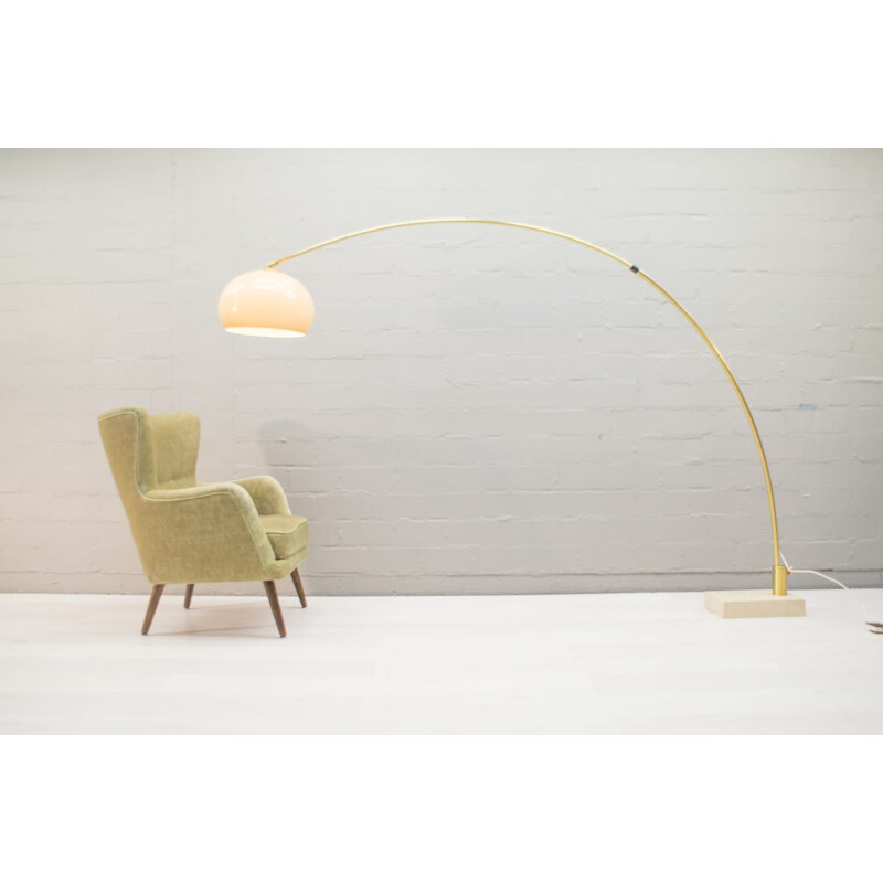 Vintage Floor lamp Adjustable Arc on Marble Base, Italian 1960s