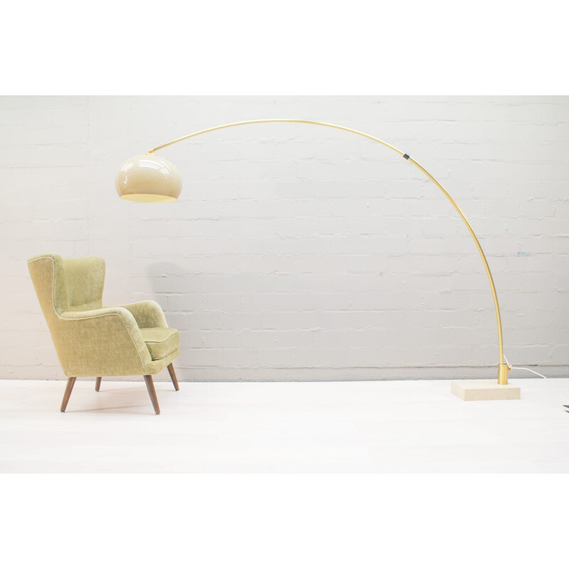 Vintage Floor lamp Adjustable Arc on Marble Base, Italian 1960s