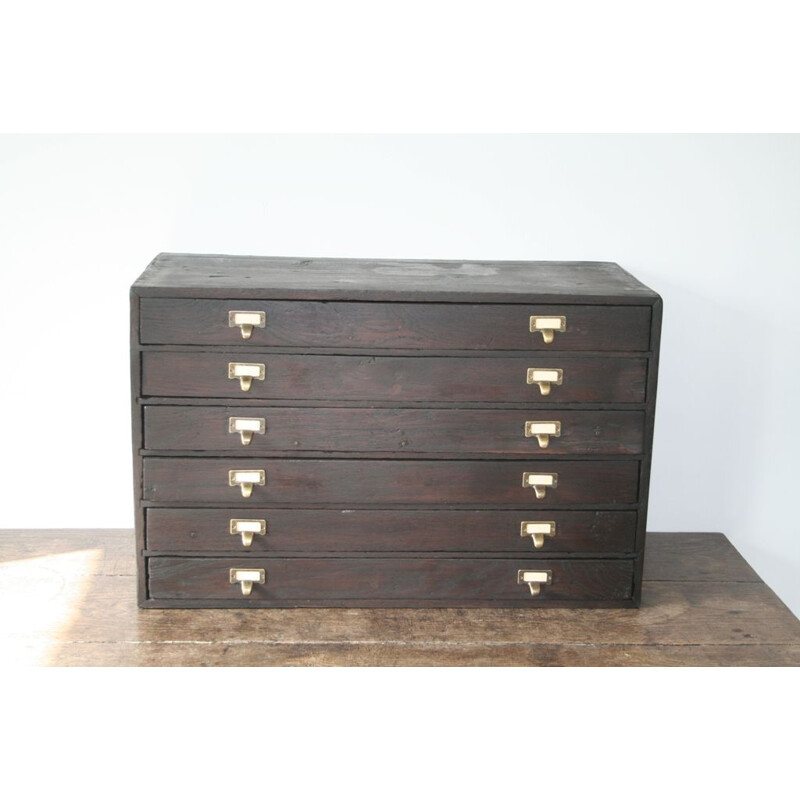 Vintage chest of drawers in wood 6 drawers, 1950