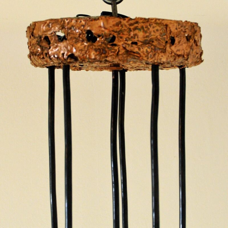 Vintage chandelier Brutalist Copper, Sweden 1960s