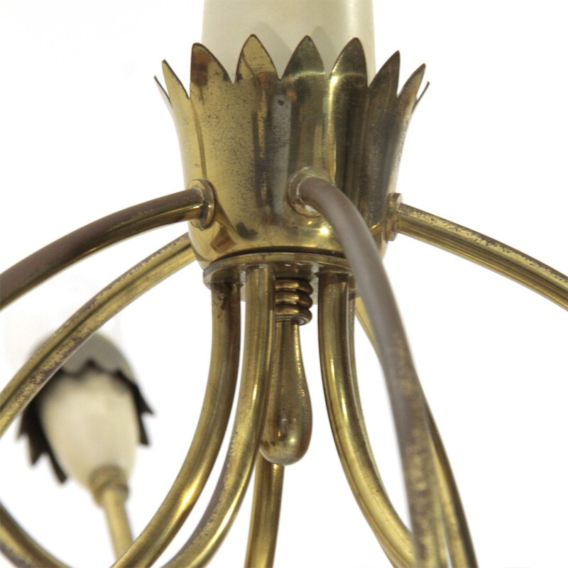 Vintage chandelier in brass, Italian 1950s