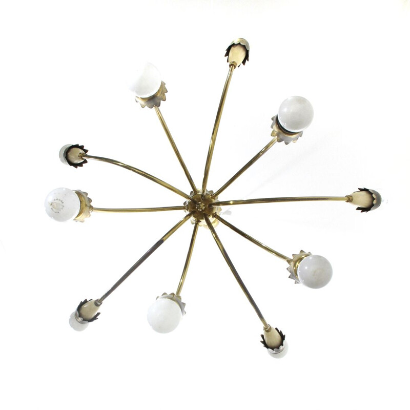 Vintage chandelier in brass, Italian 1950s