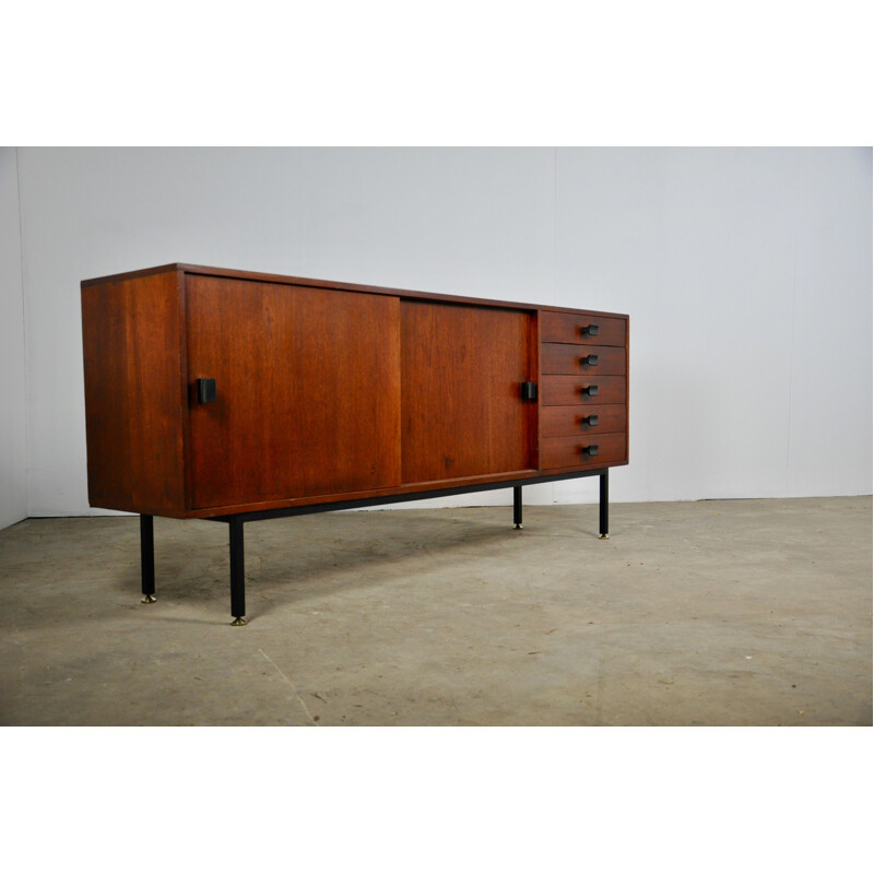 Vintage teak sideboard with 5 drawers