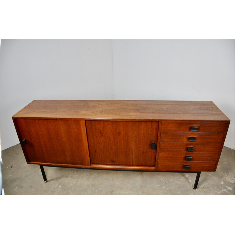 Vintage teak sideboard with 5 drawers