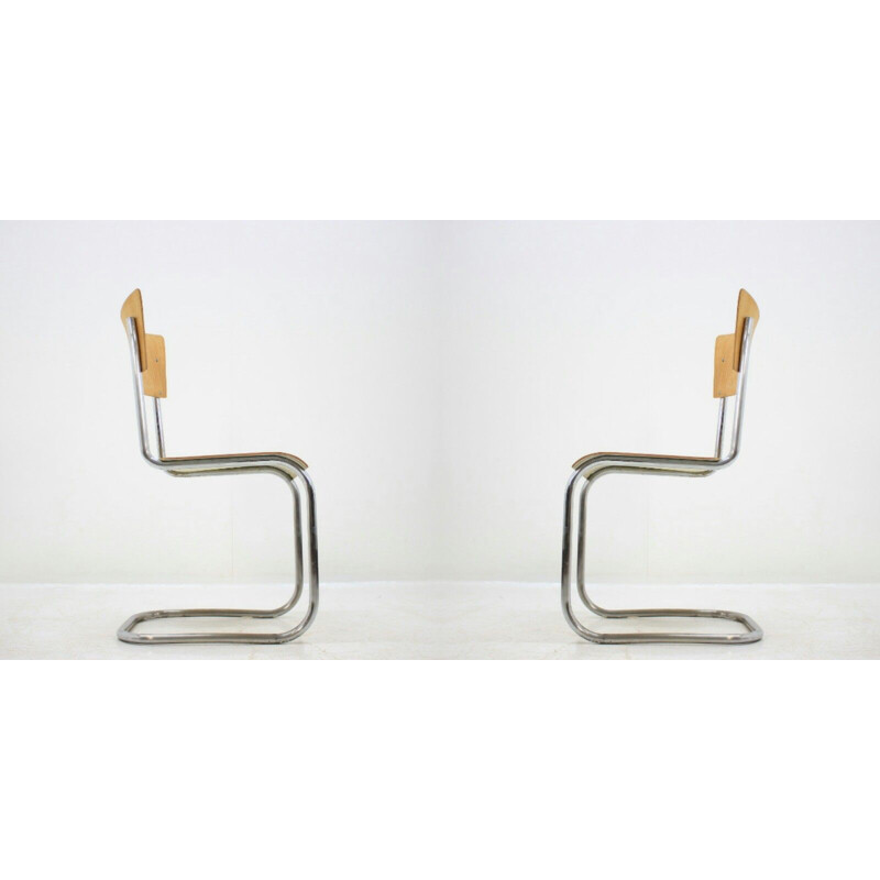 Pair of vintage chairs chrome Bauhaus Robert Slezák, 1930s