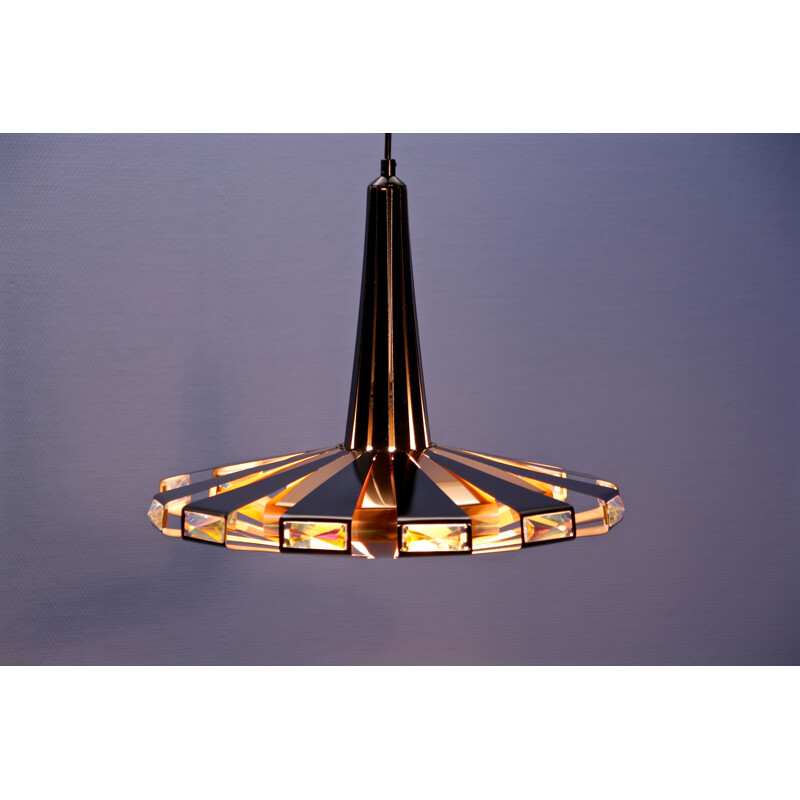 Vintage hanging lamp in copper by Werner Schou for Coronell Elektro, Danish 1970s