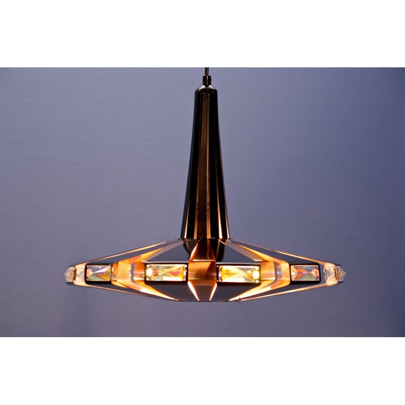 Vintage hanging lamp in copper by Werner Schou for Coronell Elektro, Danish 1970s
