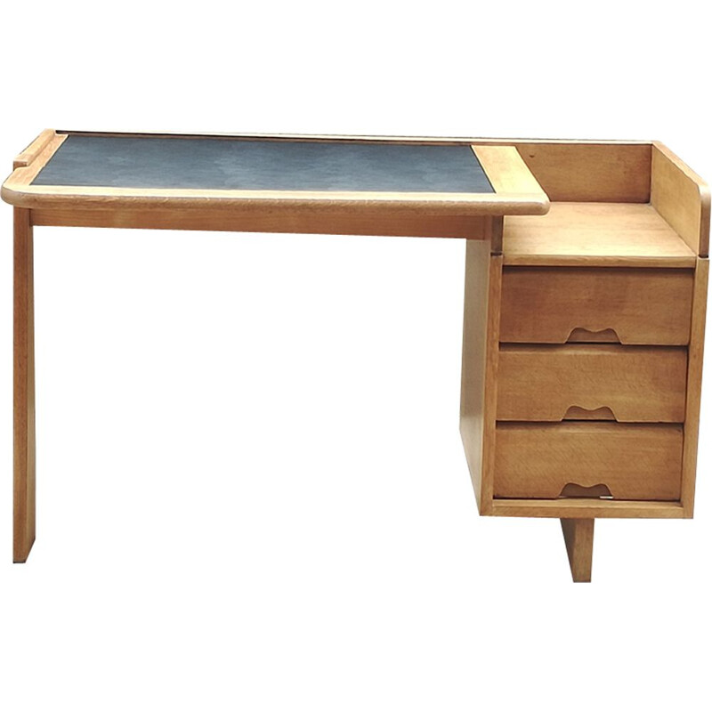 Vintage desk in solid oak by Guillerme and Chambron