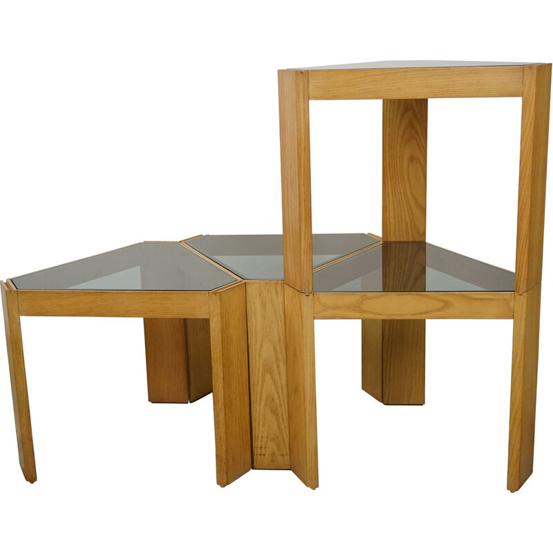 Set de Tables d'appoint vintage modulables Tony design italien par Porada Arredi