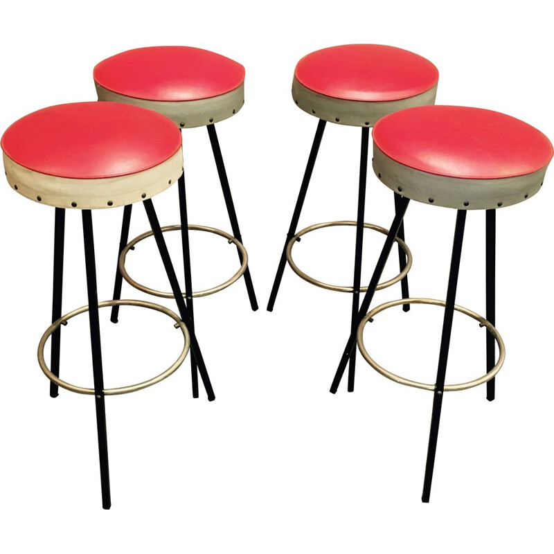 Set of 4 vintage stools 1950s