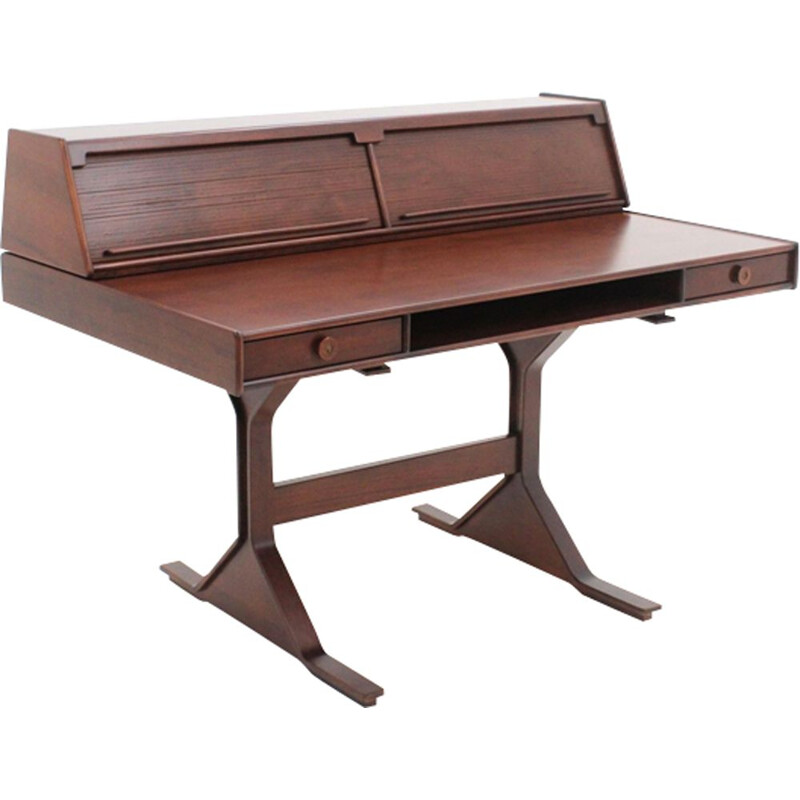 Vintage writing desk in rosewood model 530 by Gianfranco Frattini for Bernini, Italy 1957