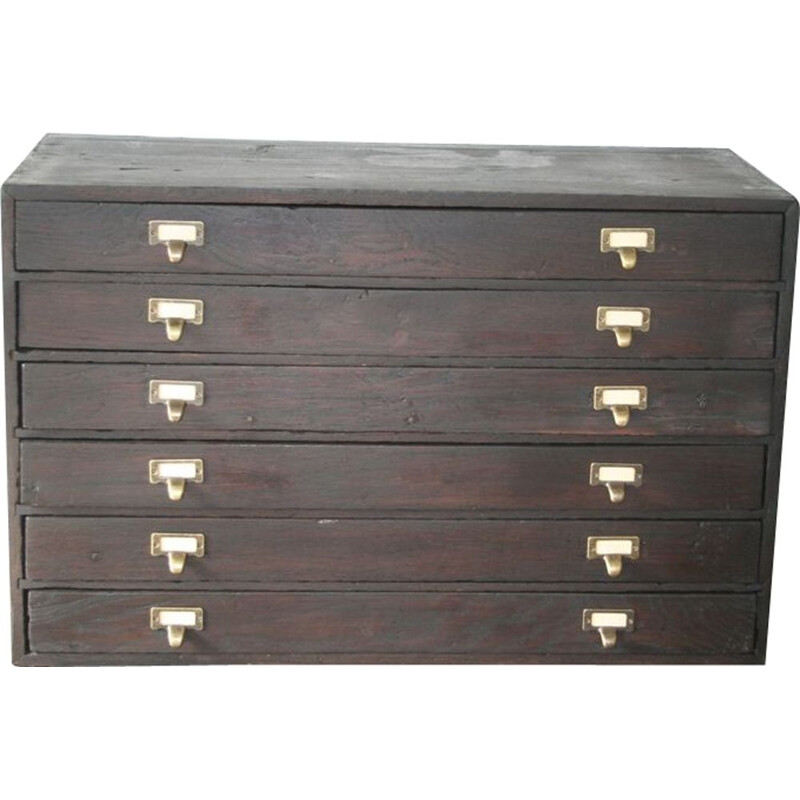 Vintage chest of drawers in wood 6 drawers, 1950