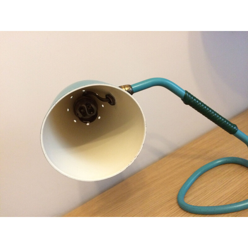 Lampe vintage cocotte articulée bleu turquoise