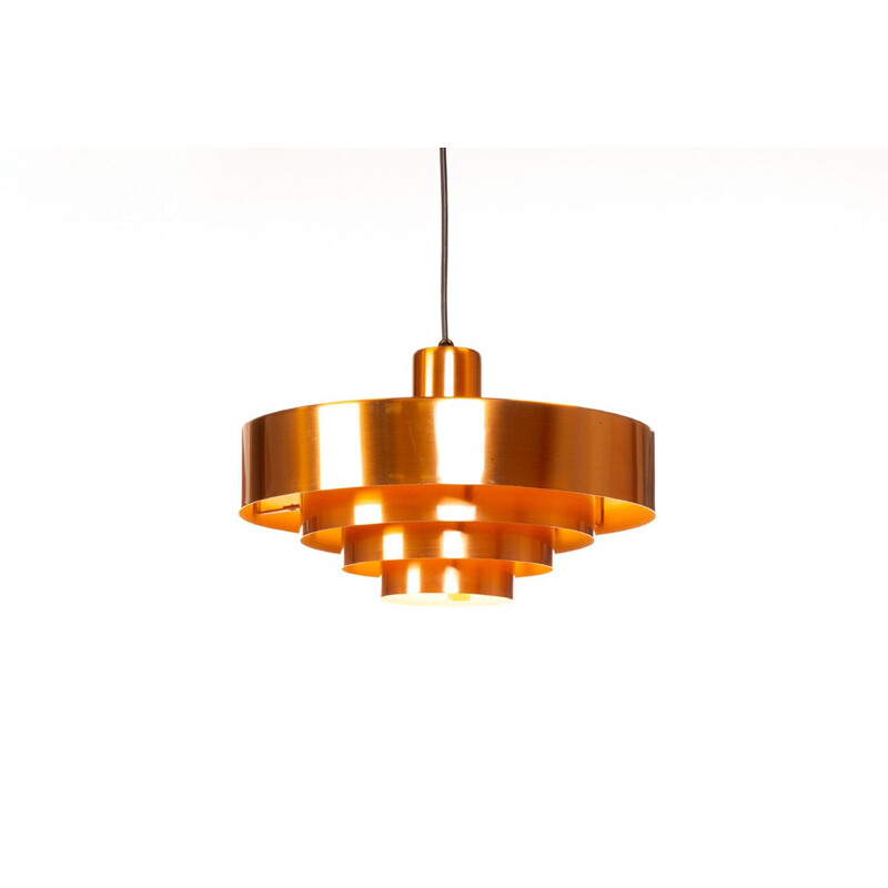 Vintage Danish Roulet hanging lamp in copper by Jo Hammerborg for Fog & Mørup