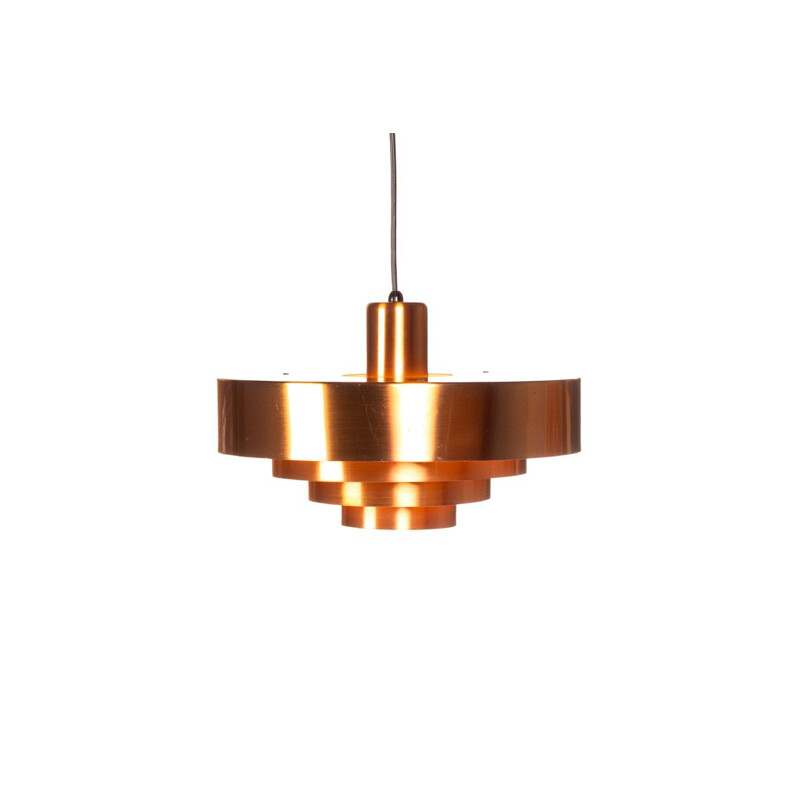 Vintage Danish Roulet hanging lamp in copper by Jo Hammerborg for Fog & Mørup