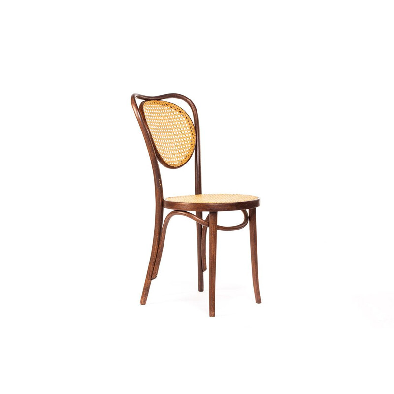 Vintage bentwood and rattan Thonet cafe chair by ZPM Radomsko
