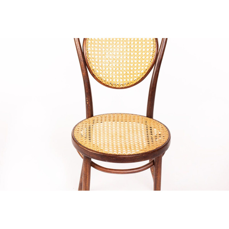 Vintage bentwood and rattan Thonet cafe chair by ZPM Radomsko