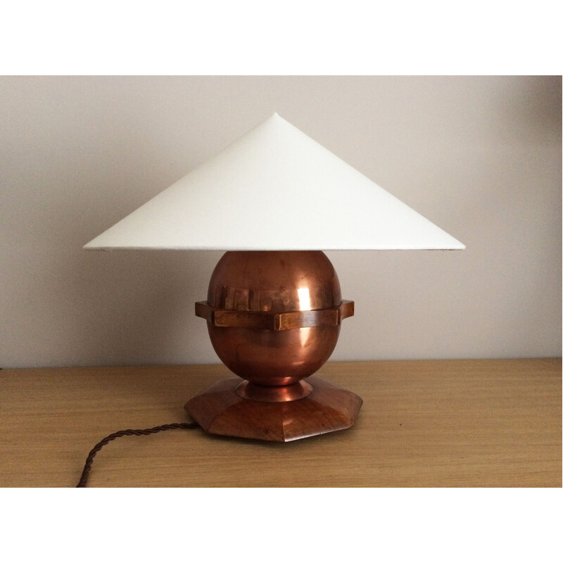 Vintage ball lamp 1930 in brass and rosewood