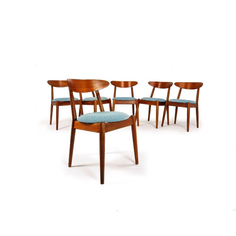 Set of 6 vintage Danish teak dining chairs for the Louisiana Museum of Modern Art