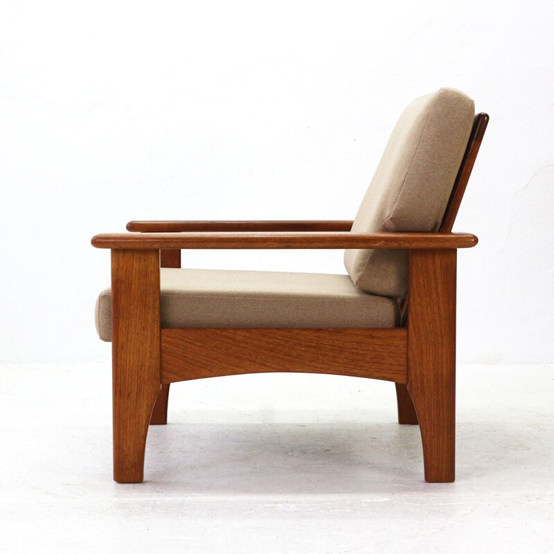 Vintage teak easy chair with new covers