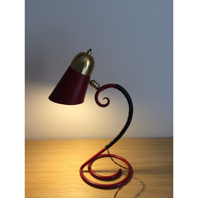 Lampe vintage cocotte rouge 1950