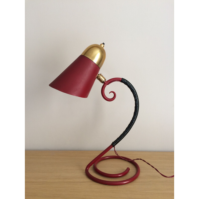 Lampe vintage cocotte rouge 1950