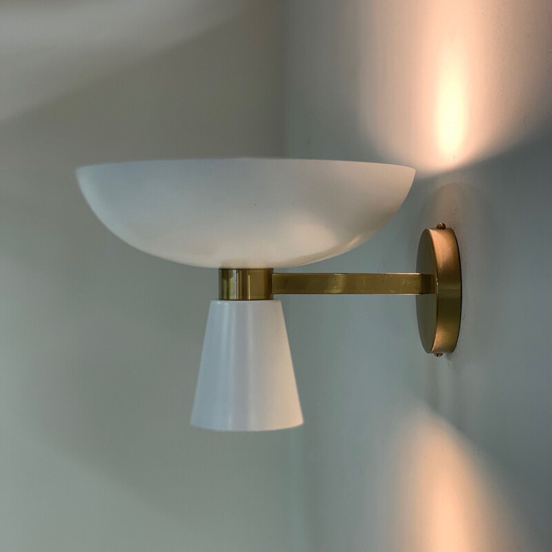 W212 wall lamp in aluminium and brass Stilnovo