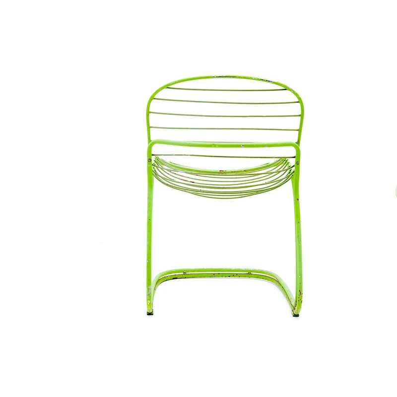 Pair of green chairs in metal by Gastone Rinaldi