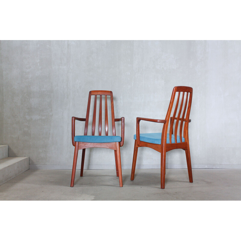 Set of 6 blue chairs in teak by Svegards