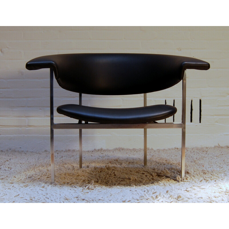 Vintage armchair in black, Rudolf Wolf - 1970s