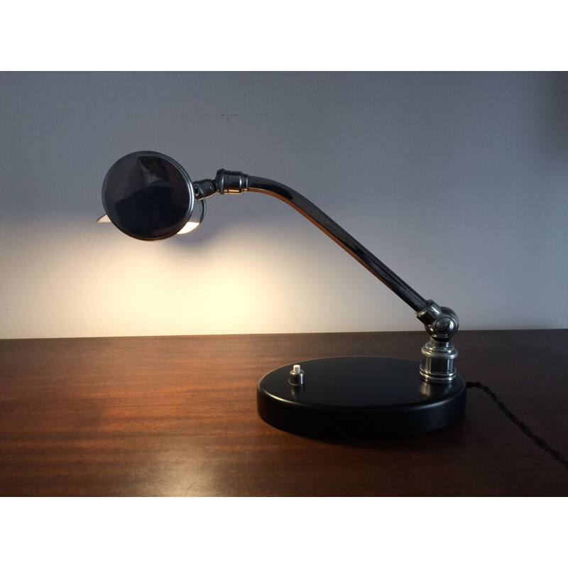 Lampe vintage articulée Monix en fonte d'acier et peinte en noir