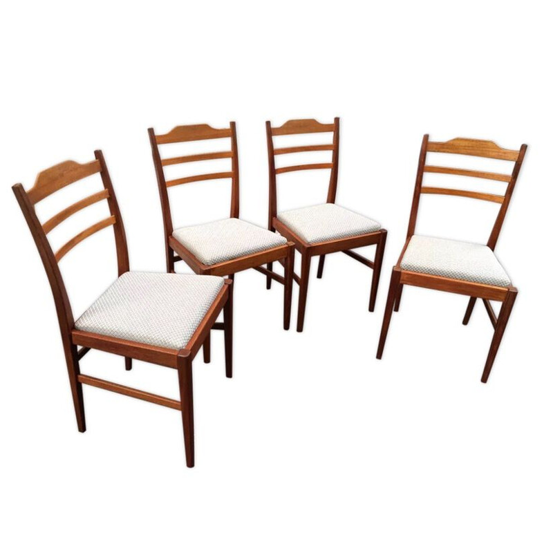 Set of 4 grey chairs in teak
