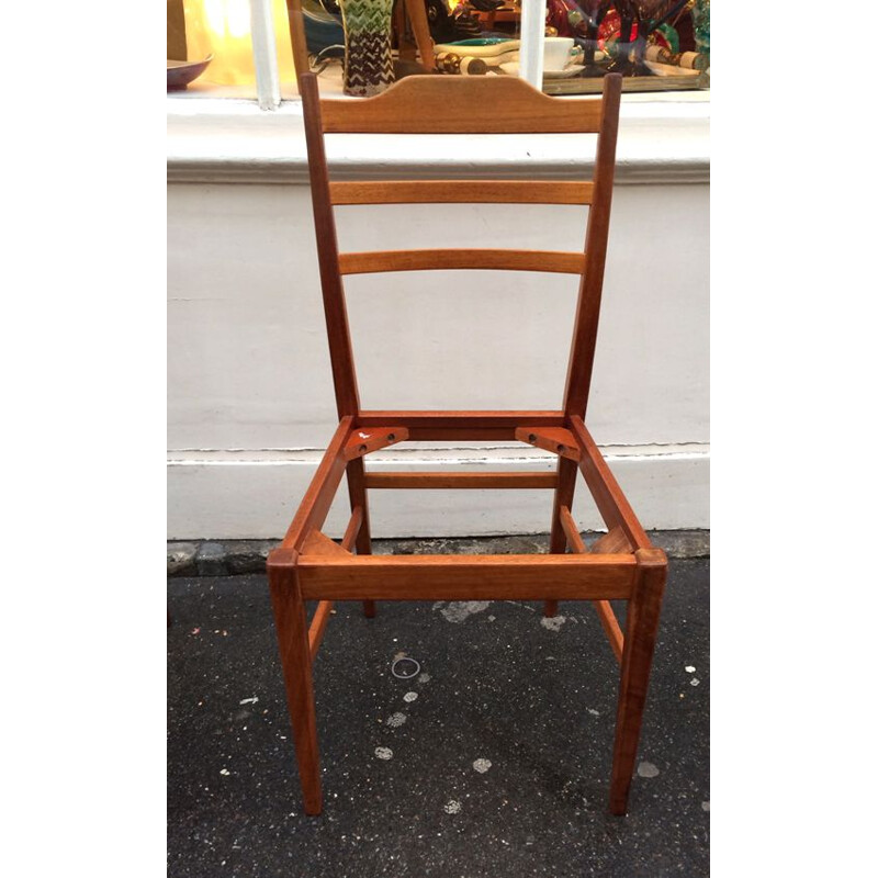 Set of 4 grey chairs in teak