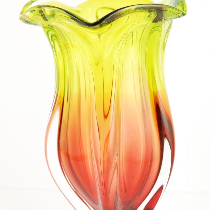 Vintage glass vase designed by J. Hospodka Chribska Sklarna, Czechoslovakia, 1960