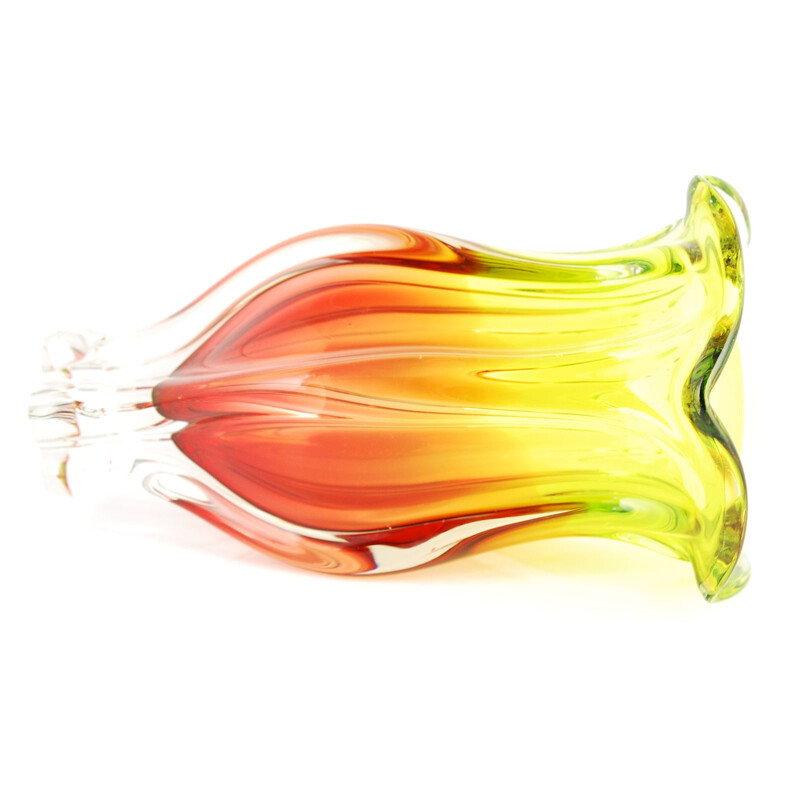 Vintage glass vase designed by J. Hospodka Chribska Sklarna, Czechoslovakia, 1960